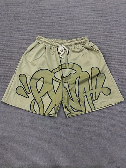 Casual Retro Drawstring Shorts for Men - Y2K-Inspired Cotton Blend, Machine Washable