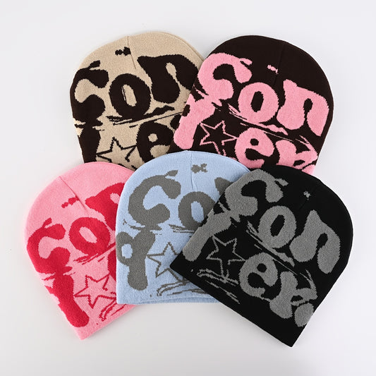 Y2K Beanie Cap, Warm graphic vintage Beanie