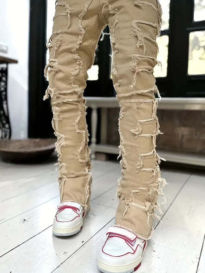 Y2k Style Trim Jeans, Men's Street Style Stretch Denim Pants