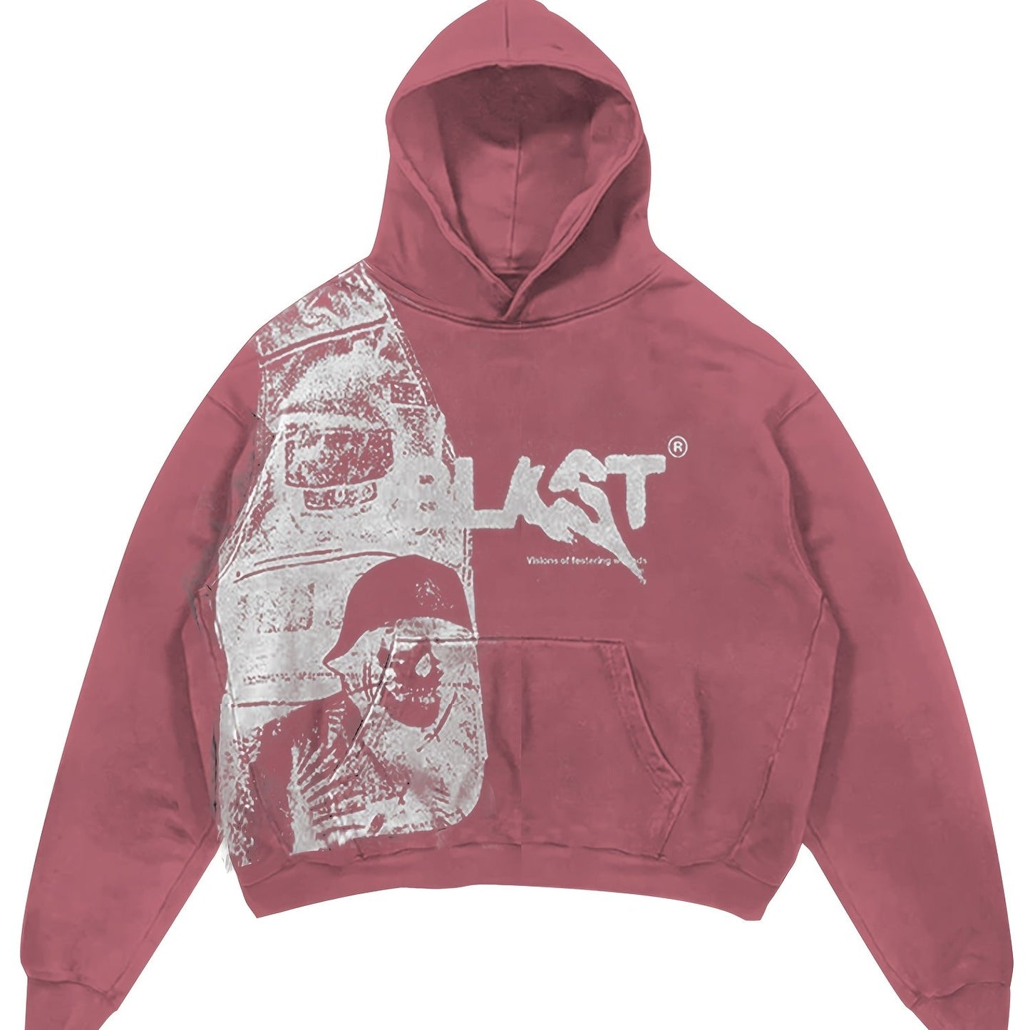 Y2K Style Hooded Pullover Sweatshirt with Kangaroo Pocket, Long Sleeve Polyester