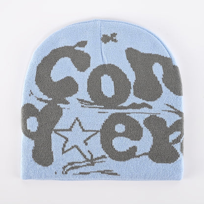 Y2K Beanie Cap, Warm graphic vintage Beanie