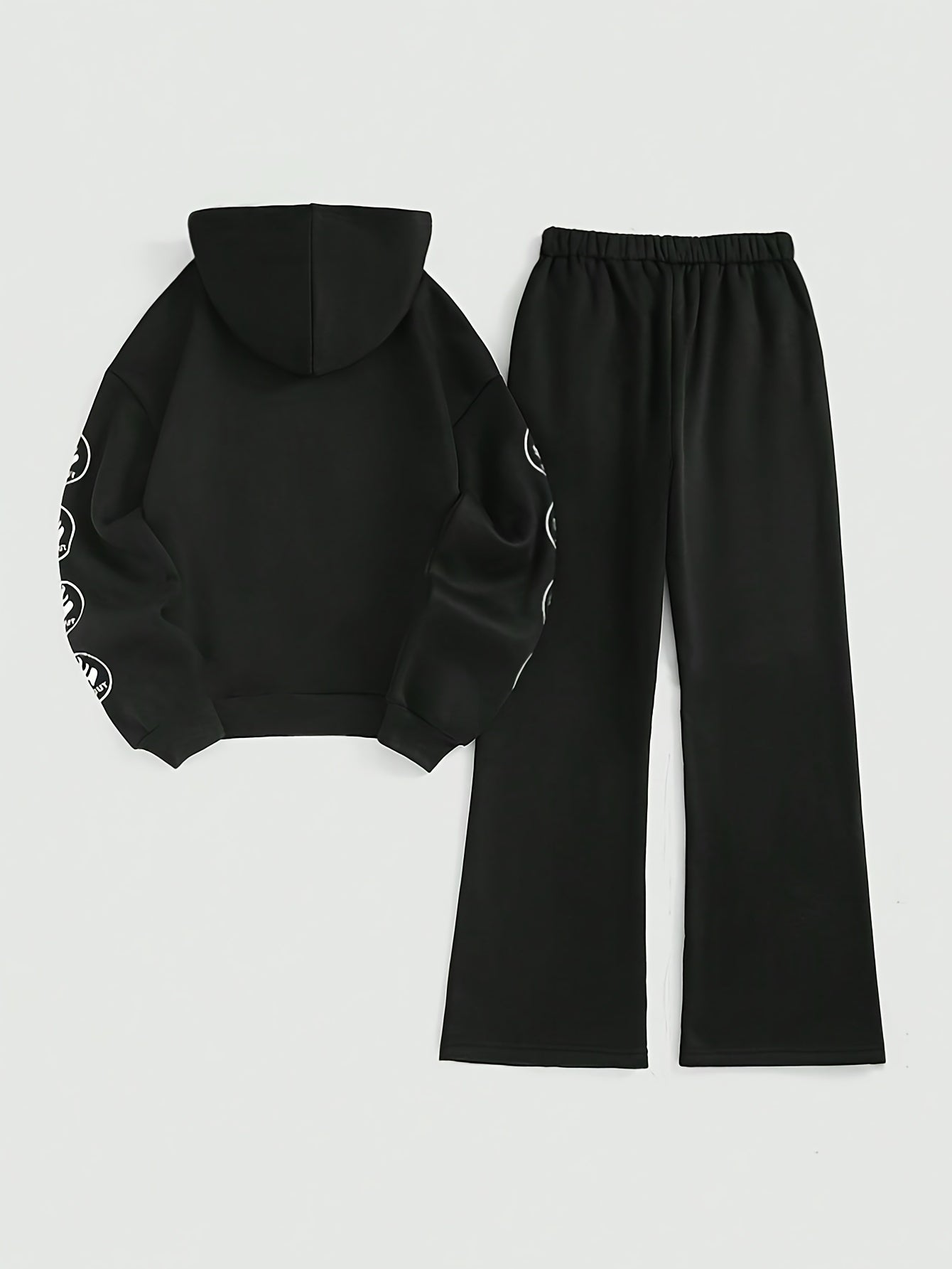 Cozy Star Two-Piece Pantsuit - Women's Long Sleeve HoodSweatie & Drawstring Wide Leg pants with Soft Fabric