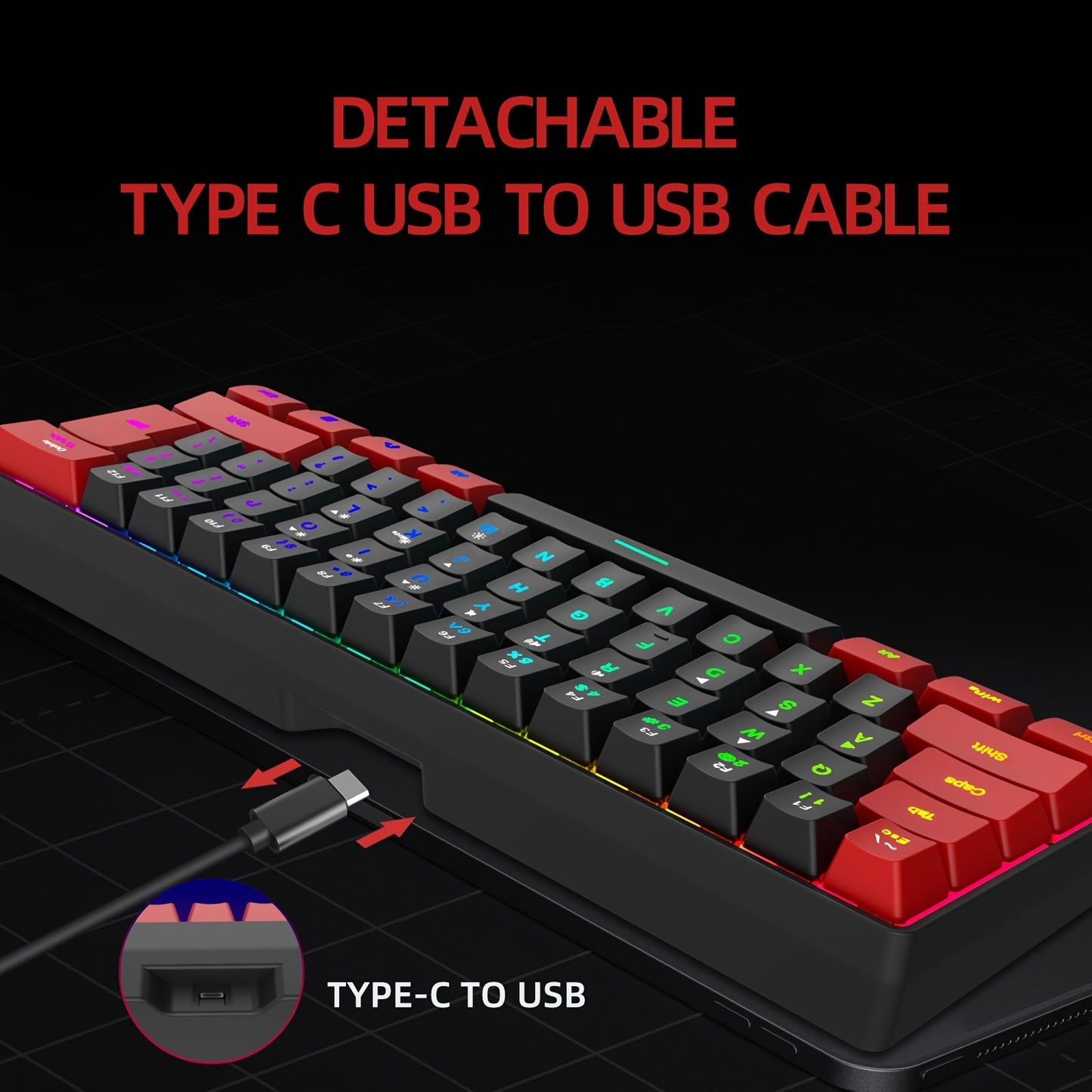 Wired Gaming Keyboard, Small RGB Backlit  Gaming Keyboard, Ultra-Compact Mini Keyboard