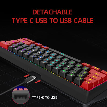 Wired Gaming Keyboard, Small RGB Backlit  Gaming Keyboard, Ultra-Compact Mini Keyboard