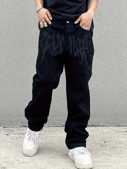 Loose Fit Men's Y2k Casual Jeans, Baggy Street Style