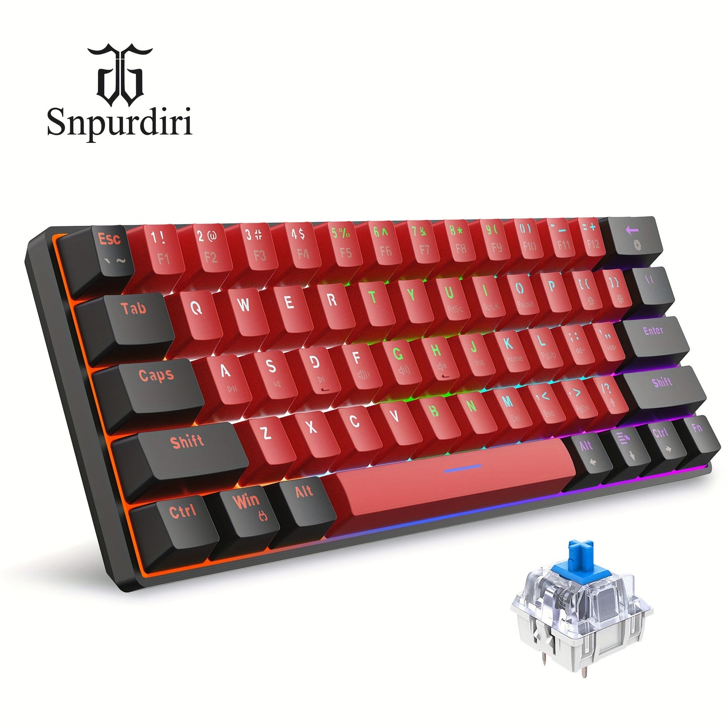 61-Key Mechanical Wired Mechanical Gaming Keyboard, Blue Light Keyboard