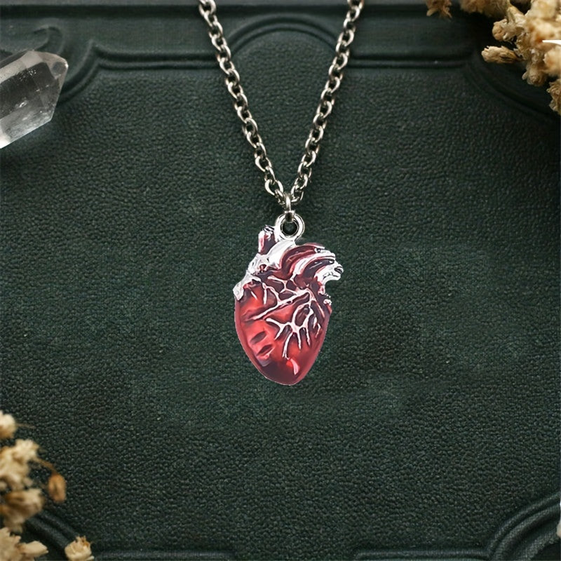 1pc Unique Necklace, Blood Red Gothic Heart Necklace,
