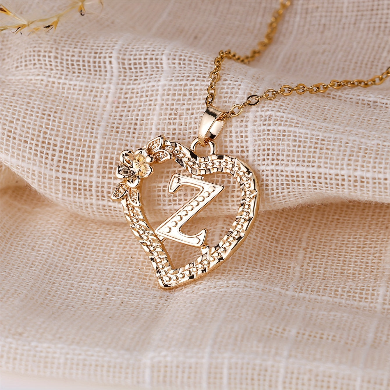 Palace Style Love Flower Letter Pendant Necklace - One 26 Letter Necklaces A-Z Capital Letter