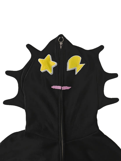 Y2K Women's Hoodie with Star & Letter Embroidery, High Elasticity, Machine Washable, Comfortable Fashion