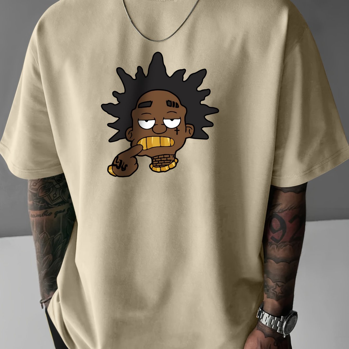 Men's Graphic Tee with Unique Portrait Design