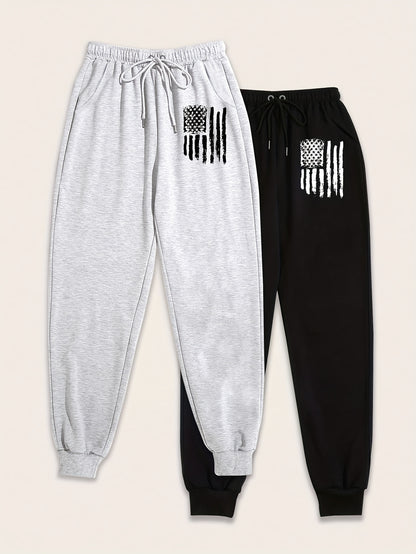 2-Pack Womens Jogger Sweatpants - Elastic Drawstring