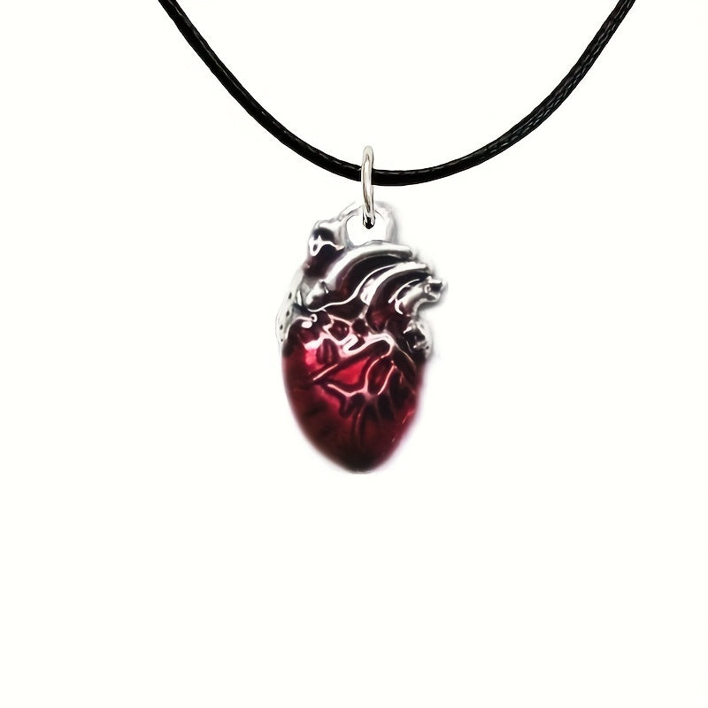 1pc Unique Necklace, Blood Red Gothic Heart Necklace,