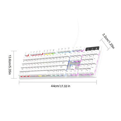 Silent Wired Gaming Keyboard, 104-Key Full Size Rainbow LED Backlit, Quiet Typing