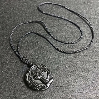 Natural Obsidian Necklace, Raptor Pendant, Crystal Necklace Pendant