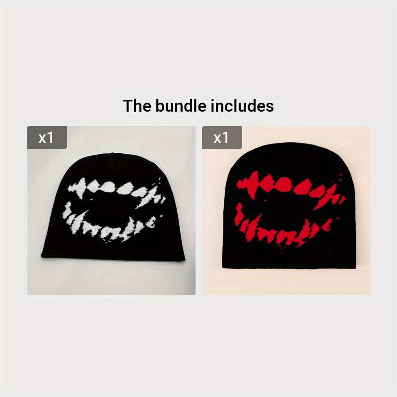 Y2K Beanie Boom - Soft, Warm, Unisex Graphic Knit Hats with Elastic Band, Hip Hop Skull Cap Design