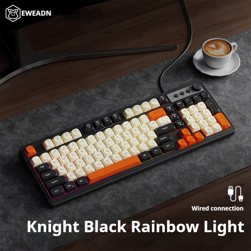 Wired Gaming Keyboard with Rainbow Backlit, Portable Black Keyboard for-98 Keys