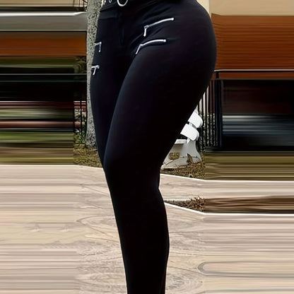 Women's High-Waisted Wide-Leg Trousers - Belted Full-Length Pants with Double Zipper