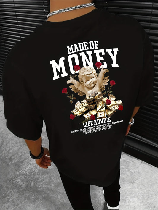 Mens Graphic Crew Neck T-Shirt - Casual Comfy "Made Of Money"