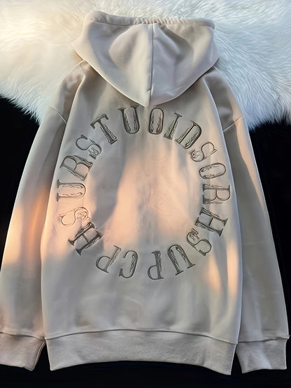 Womens Hooded Zip-up Drawstring Long Sleeve Casual Knit Jacket with Slant Pockets