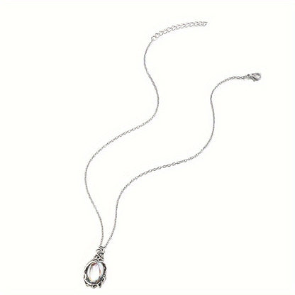 1pc Exquisite Moonstone Pendant Necklace - Bohemian Leaf Rattan Accessories for Women,