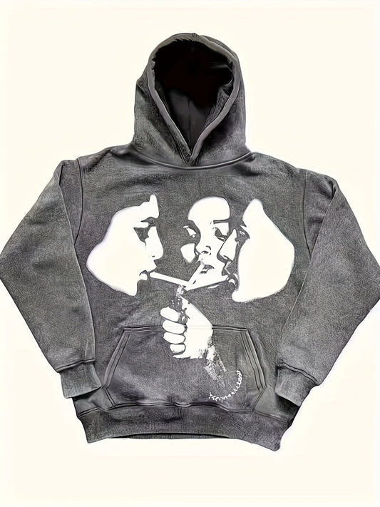 Y2K Figure Print Hoodie - Comfortable, Durable mens Pullover