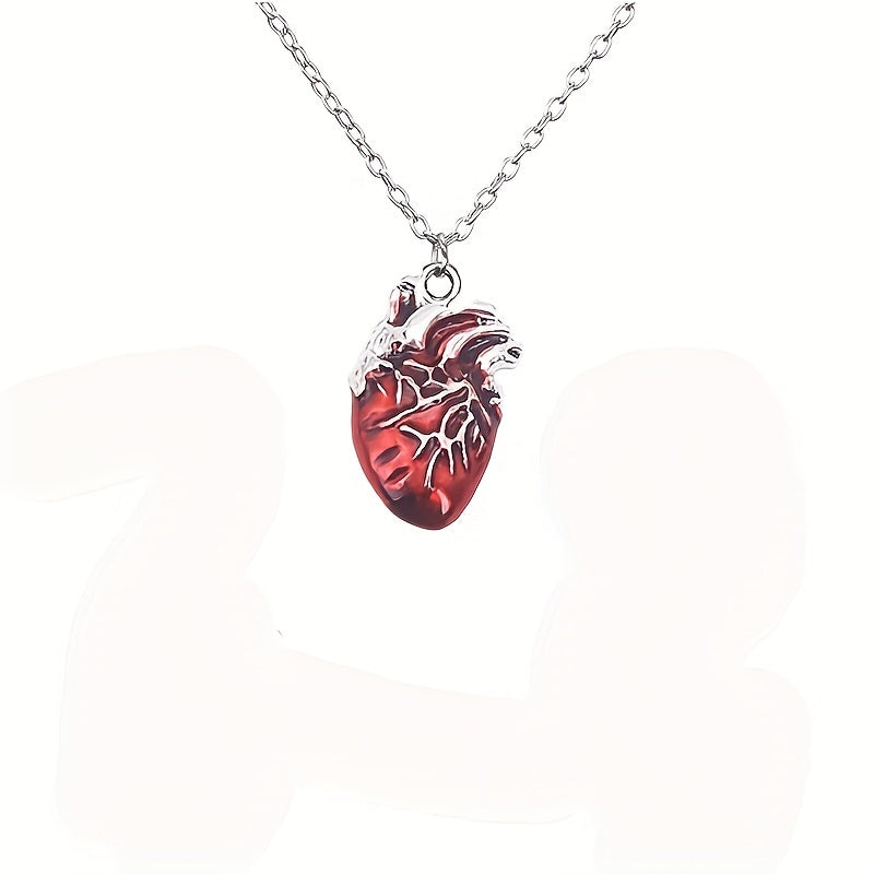1pc Unique Necklace, Blood Red Gothic Heart Necklace,