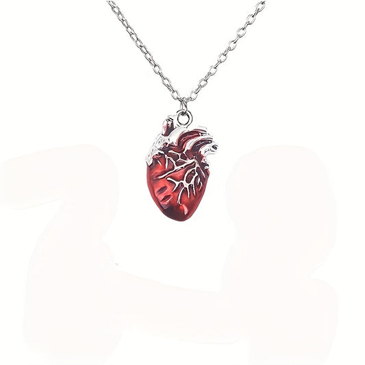 1pc Unique Necklace, Blood Red Gothic Heart Necklace,