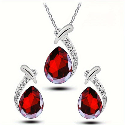 2pcs Set White K Plated Alloy Mermaid Necklace Earrings Set, Elegant Exquisite Zirconia