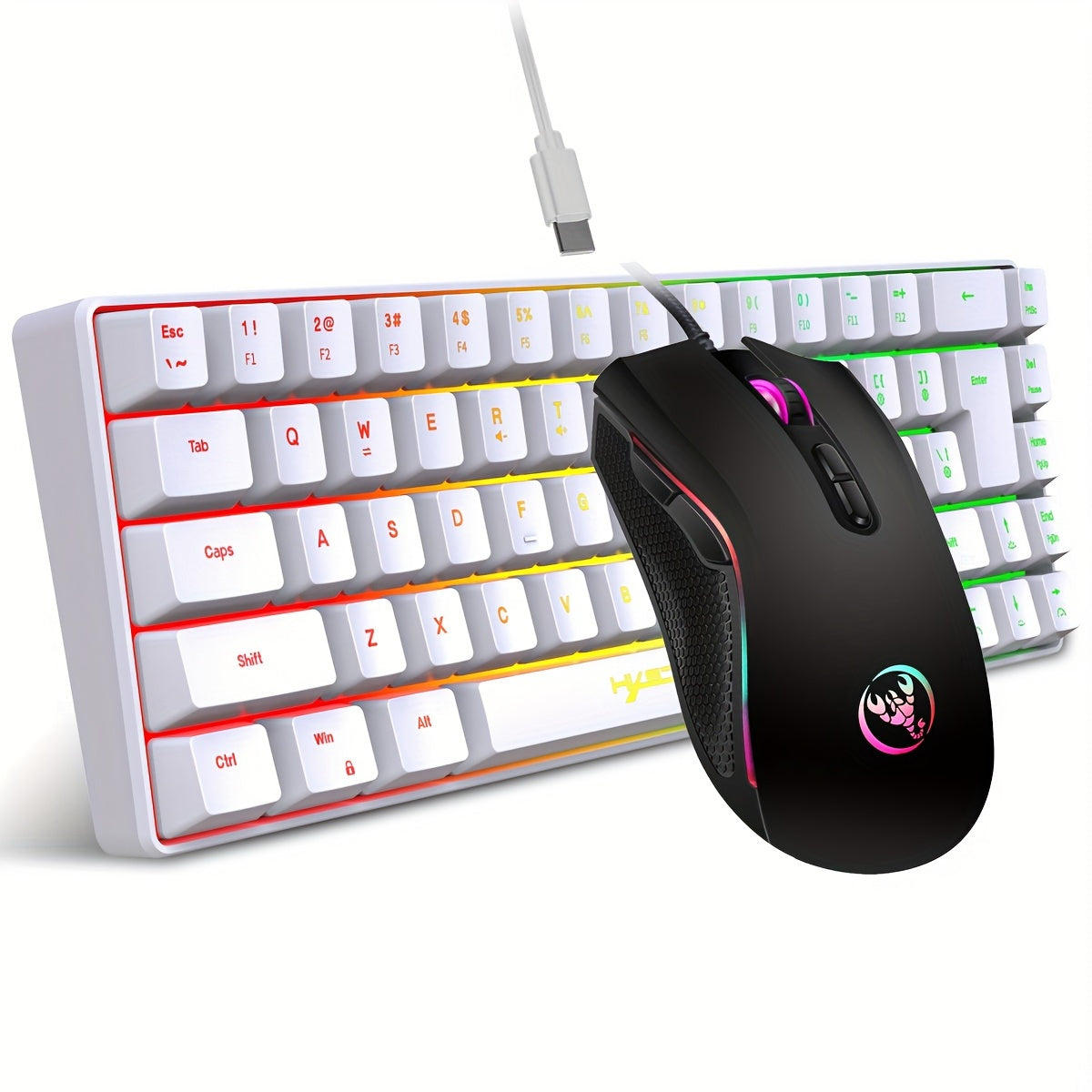 Wired Gaming Keyboard and Mouse Set, 68 Keys with RGB Backlight, Optical Mouse, USB Plug