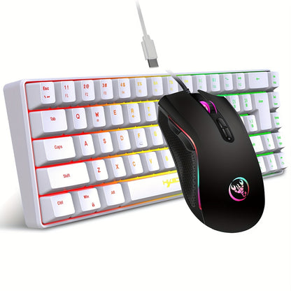 Wired Gaming Keyboard and Mouse Set, 68 Keys with RGB Backlight, Optical Mouse, USB Plug